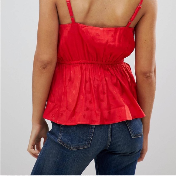 ASOS red luxe waisted cami in jacquard - Picture 2 of 4